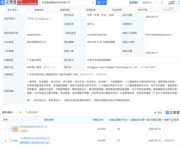 易盛通  赛微微电等新设智能科技公司，含AI业务